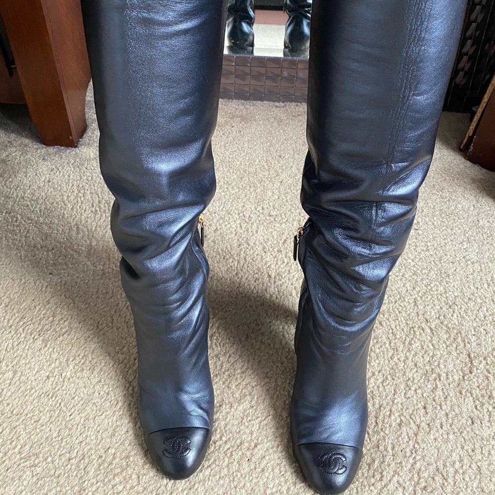 Chanel round toe boots